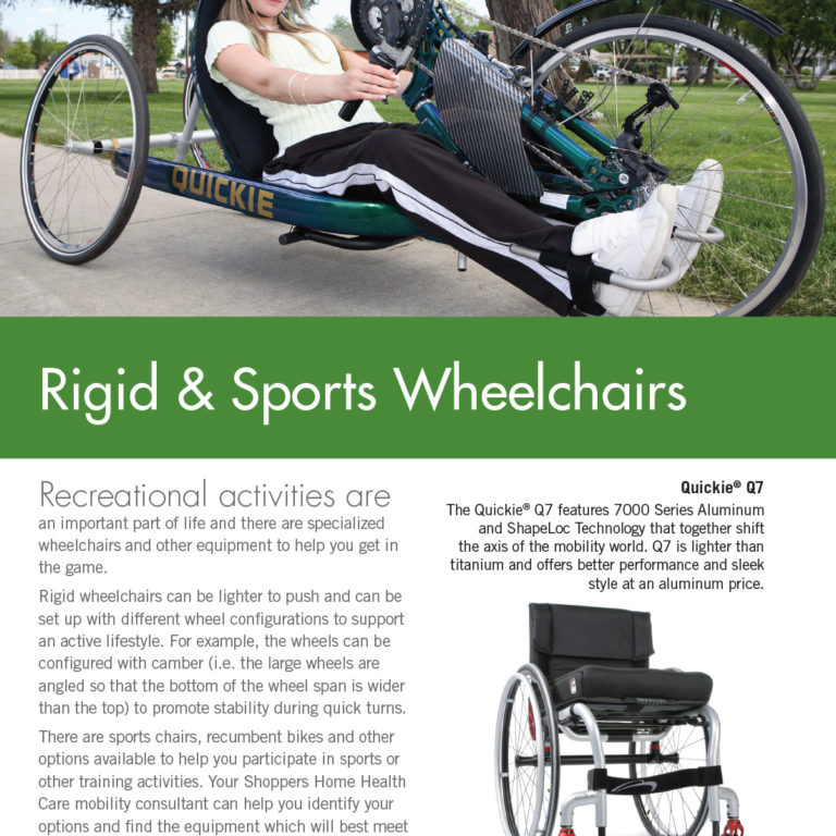 The section introduction page for Rigid and Sports Wheelchairs