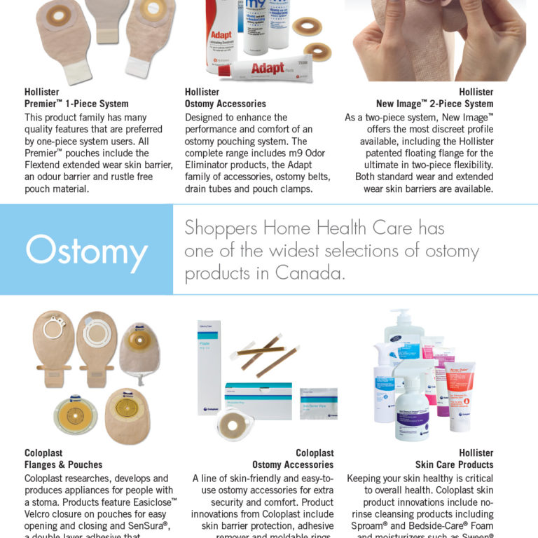A product page for ostomy patient support products