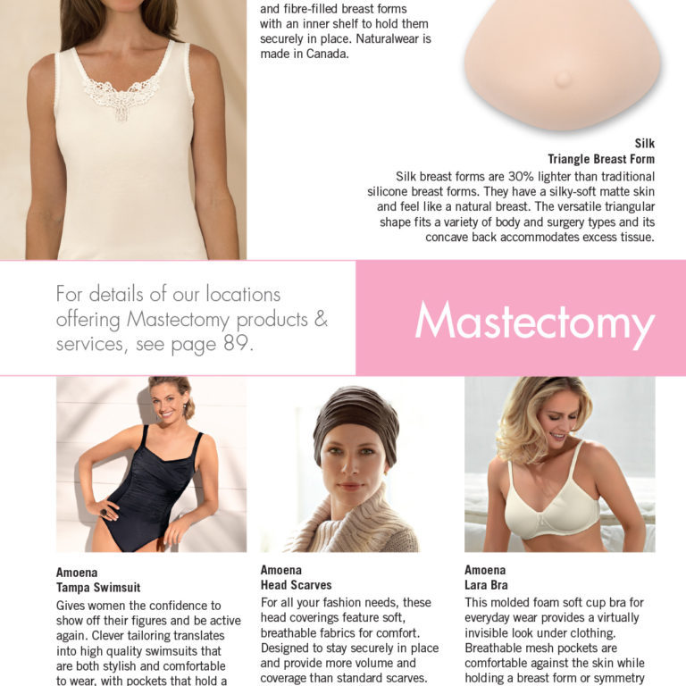 A product page for mastectomy patient support products