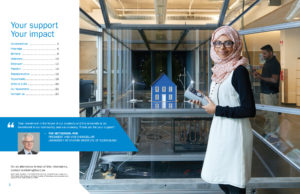 The inside cover spread from the 2016 donor report