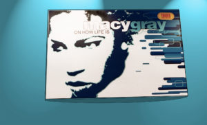 A large graphic wall panel to promote a Macy Gray album in Tower Records Glasgow.